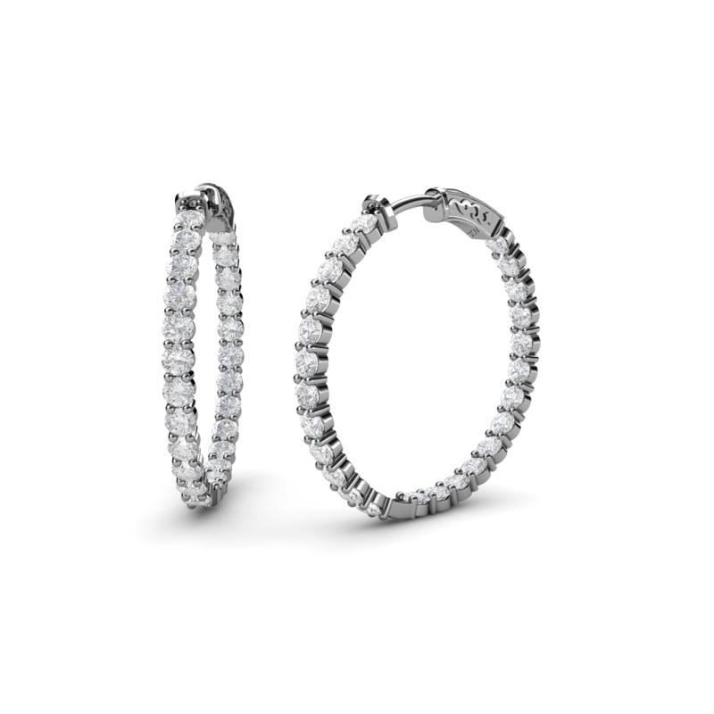 Carisa 1.89 ctw (2.30 mm) Inside Outside Round White Sapphire Eternity Hoop Earrings 