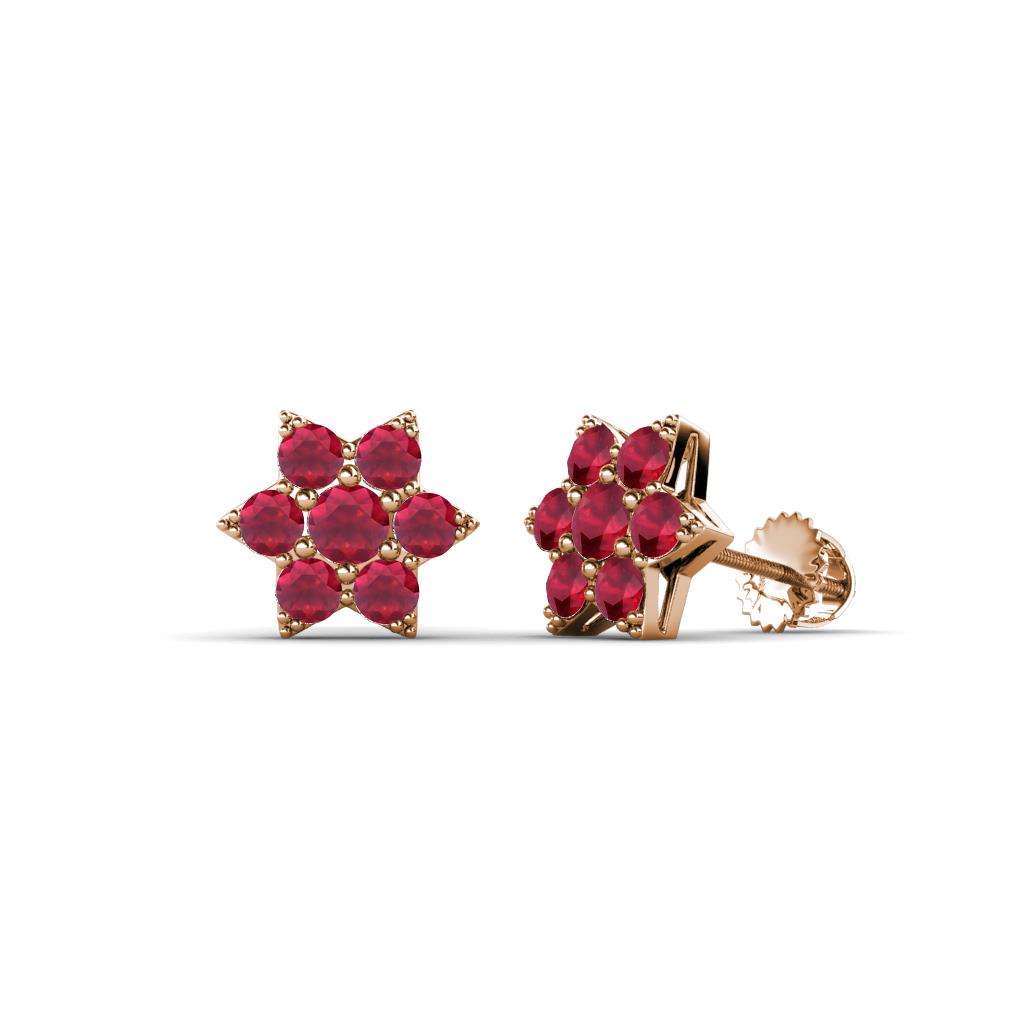 Amora Ruby Flower Earrings 