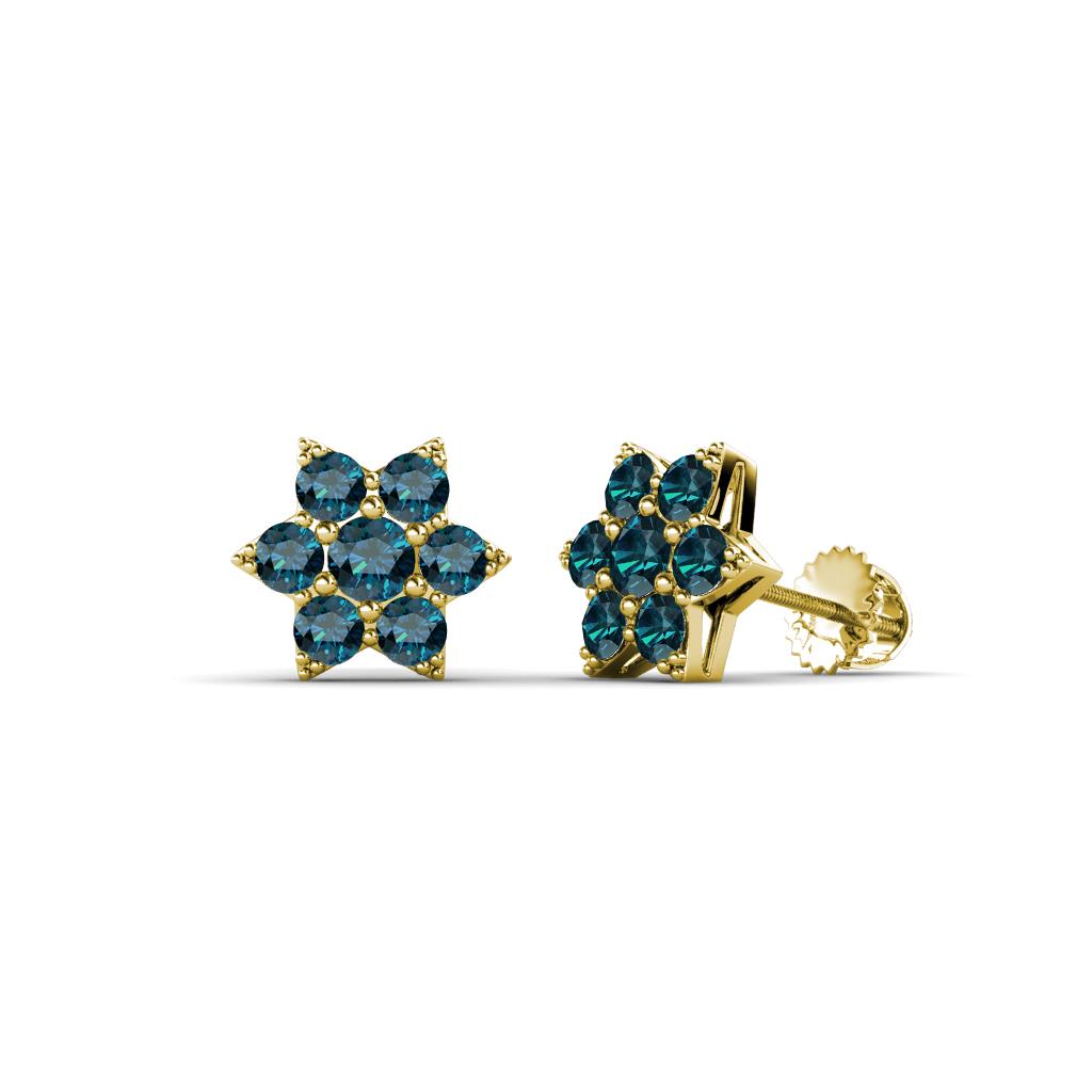 Amora Blue Diamond Flower Earrings 
