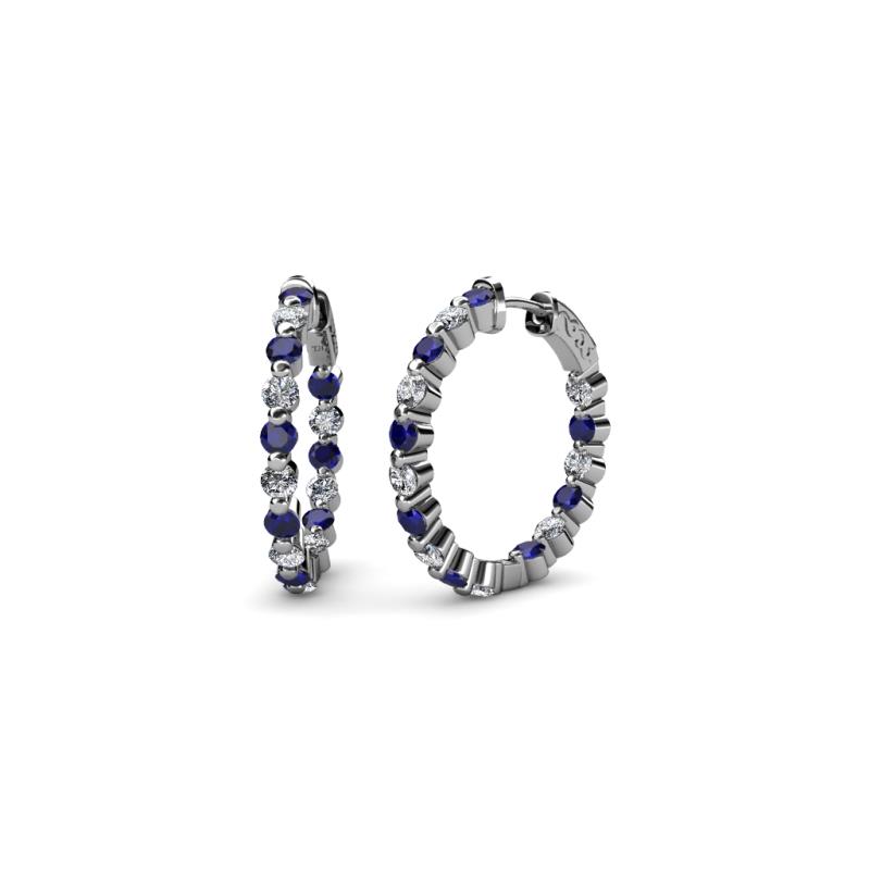 Estella Blue Sapphire and Diamond Hoop Earrings 