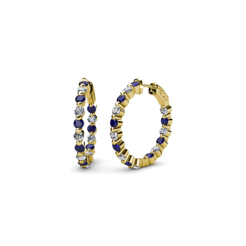 Estella Blue Sapphire and Diamond Hoop Earrings 