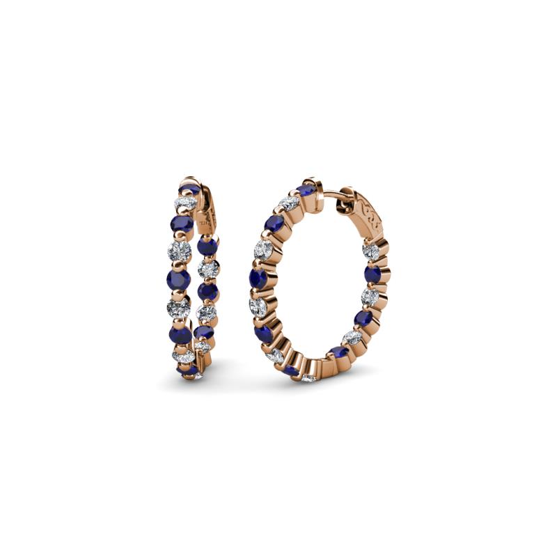 Estella Blue Sapphire and Diamond Hoop Earrings 