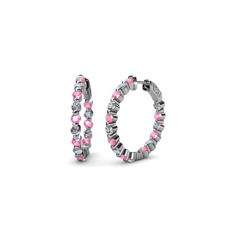 Estella Pink Tourmaline and Diamond Hoop Earrings 