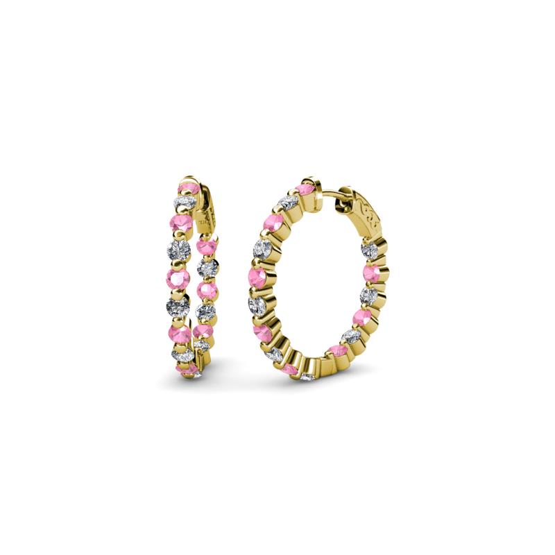 Estella Pink Tourmaline and Diamond Hoop Earrings 