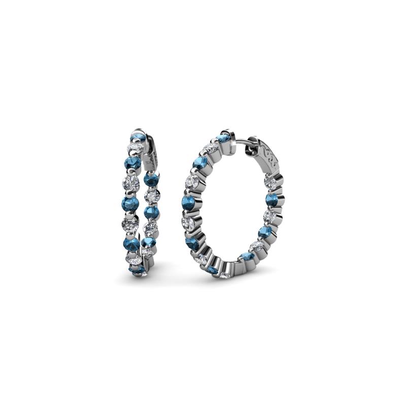 Estella Blue Topaz and Diamond Hoop Earrings 