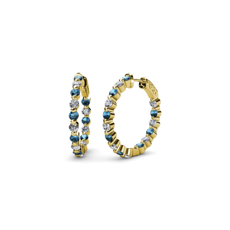Estella Blue Topaz and Diamond Hoop Earrings 