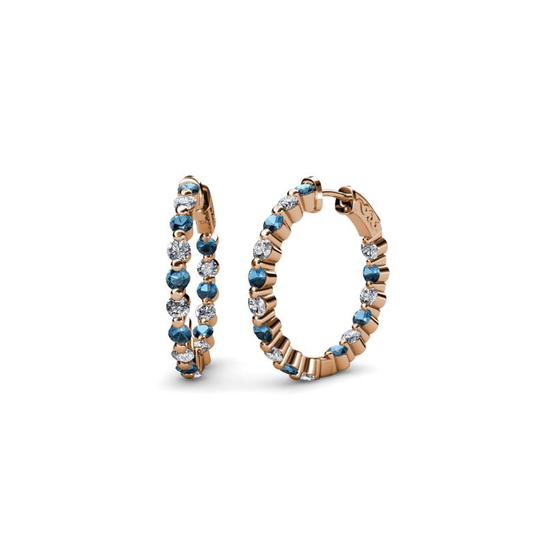 Estella Blue Topaz and Diamond Hoop Earrings 