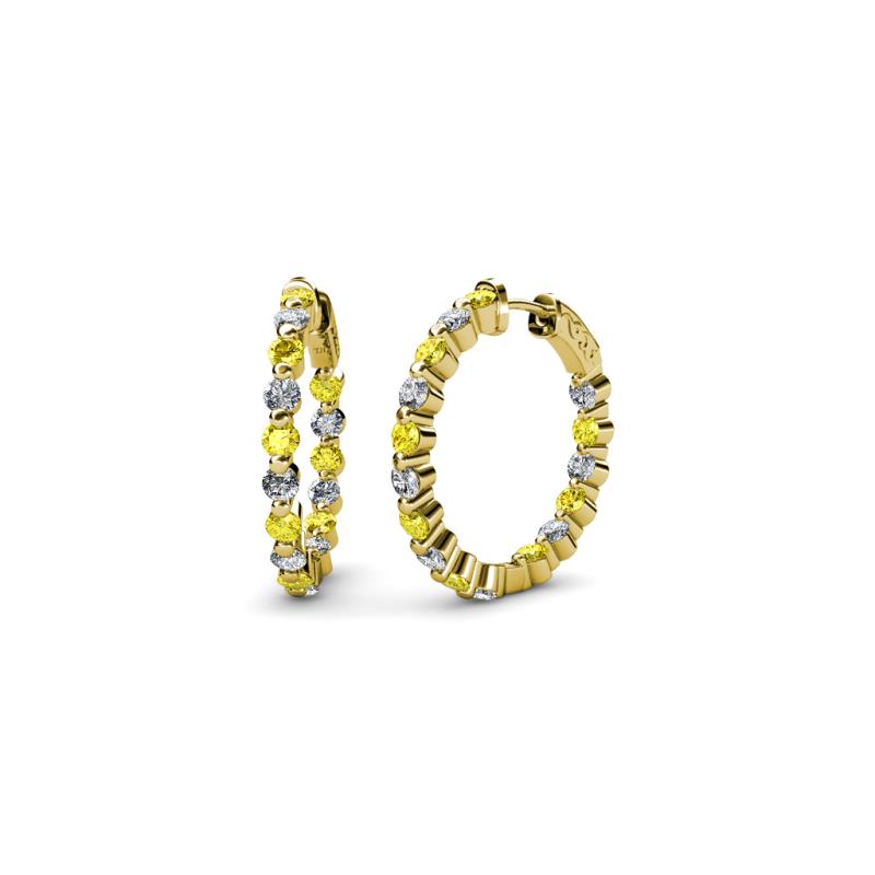 Estella Yellow Sapphire and Diamond Hoop Earrings 