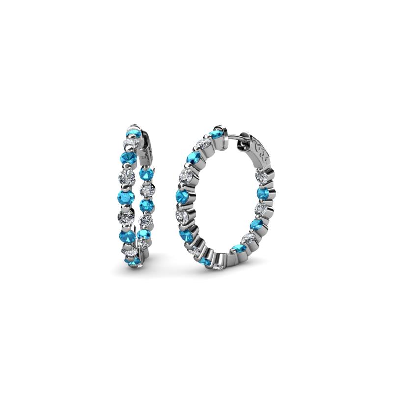 Estella London Blue Topaz and Diamond Hoop Earrings 