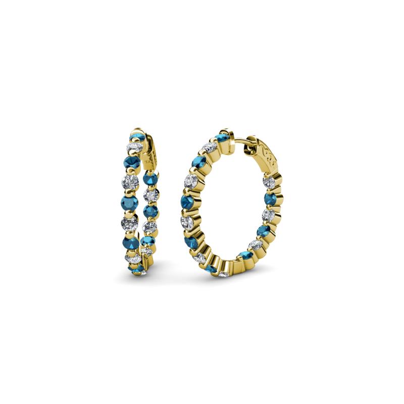 Estella Blue and White Diamond Hoop Earrings 
