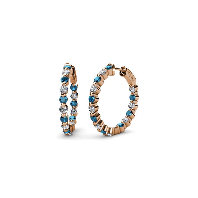 Estella Blue and White Diamond Hoop Earrings 