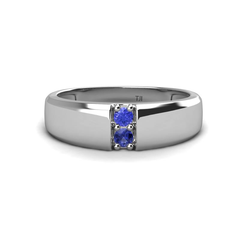 Ethan 3.00 mm Round Tanzanite and Iolite 2 Stone Men Wedding Ring 