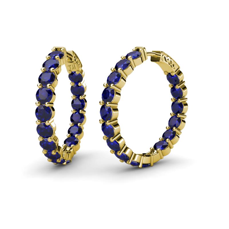 Carisa 17.60 ctw (4.50 mm) Inside Outside Round Lab Created Blue Sapphire Eternity Hoop Earrings 