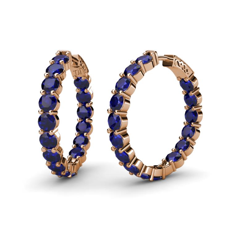 Carisa 17.60 ctw (4.50 mm) Inside Outside Round Lab Created Blue Sapphire Eternity Hoop Earrings 