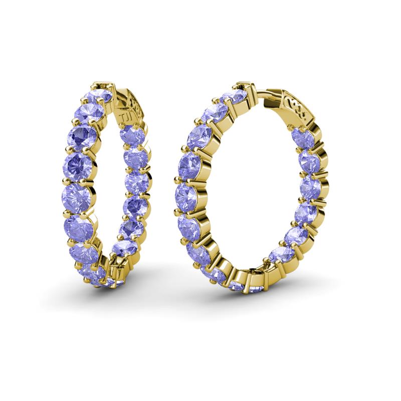 Carisa 10.64 ctw (4.50 mm) Inside Outside Round Tanzanite Eternity Hoop Earrings 