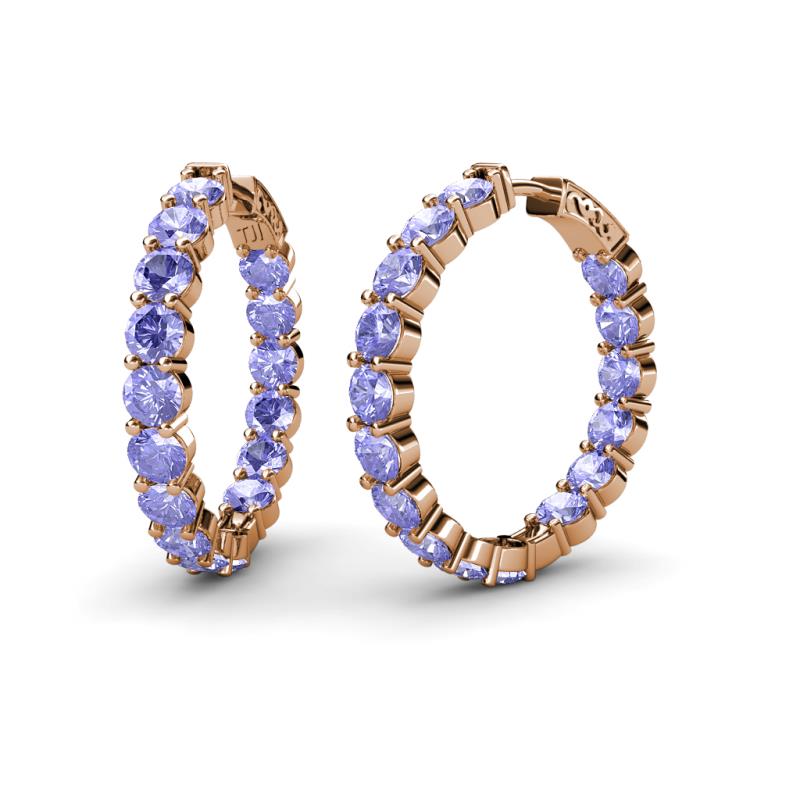Carisa 10.64 ctw (4.50 mm) Inside Outside Round Tanzanite Eternity Hoop Earrings 