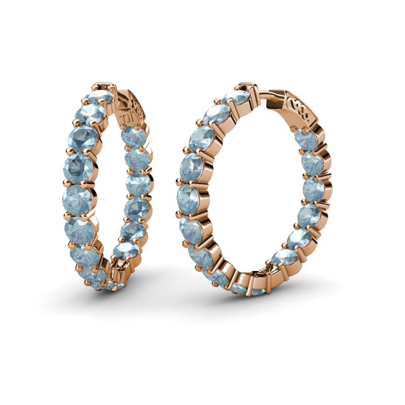Carisa 11.55 ctw (4.50 mm) Inside Outside Round Aquamarine Eternity Hoop Earrings 