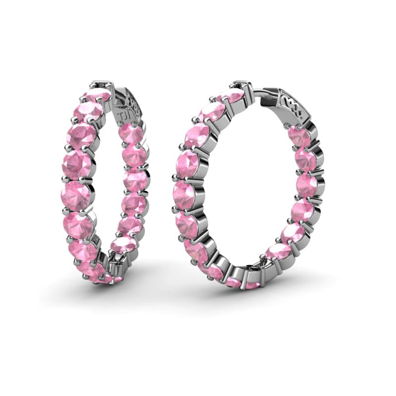 Carisa 11.55 ctw (4.50 mm) Inside Outside Round Pink Tourmaline Eternity Hoop Earrings 