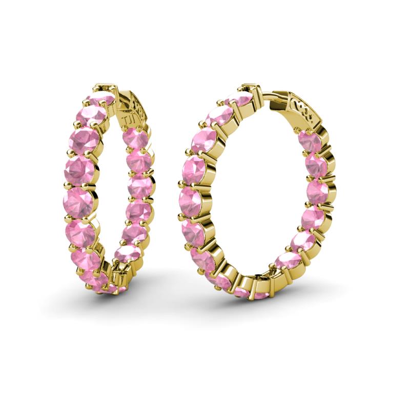 Carisa 11.55 ctw (4.50 mm) Inside Outside Round Pink Tourmaline Eternity Hoop Earrings 