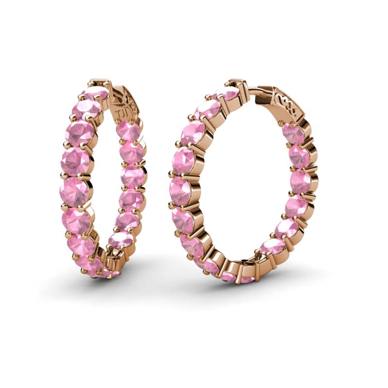 Carisa 11.55 ctw (4.50 mm) Inside Outside Round Pink Tourmaline Eternity Hoop Earrings 