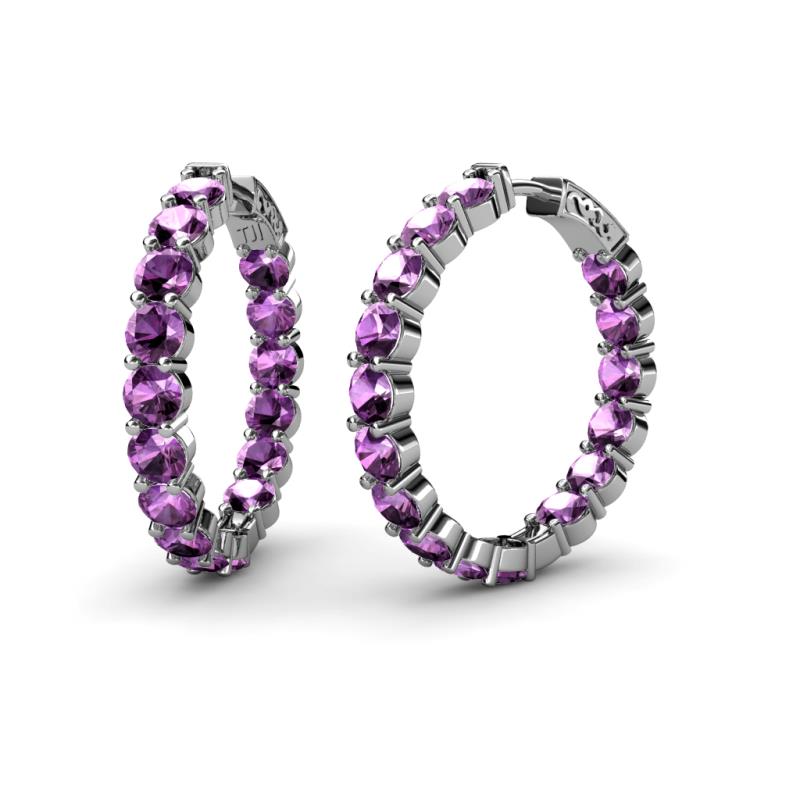 Carisa 11.55 ctw (4.50 mm) Inside Outside Round Amethyst Eternity Hoop Earrings 