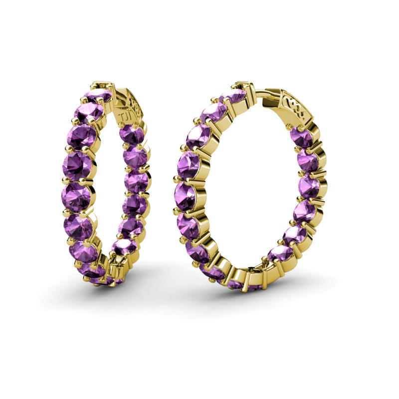 Carisa 11.55 ctw (4.50 mm) Inside Outside Round Amethyst Eternity Hoop Earrings 