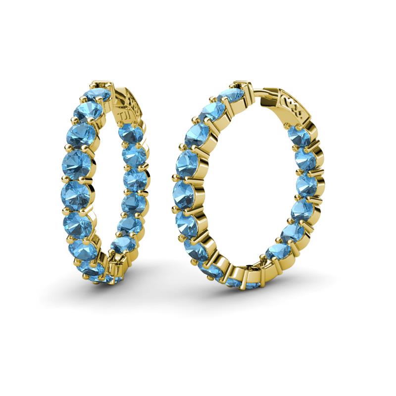 Carisa 11.20 ctw (4.50 mm) Inside Outside Round Blue Topaz Eternity Hoop Earrings 