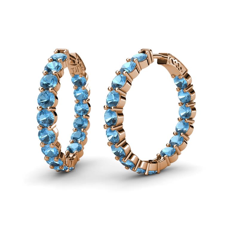 Carisa 11.20 ctw (4.50 mm) Inside Outside Round Blue Topaz Eternity Hoop Earrings 