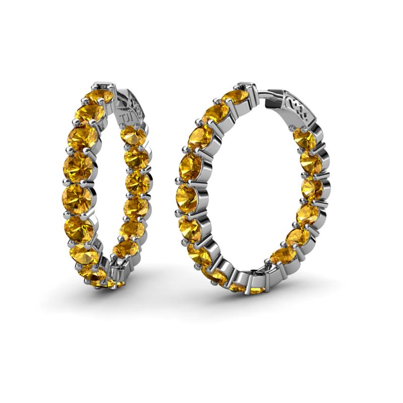 Carisa 11.55 ctw (4.50 mm) Inside Outside Round Citrine Eternity Hoop Earrings 