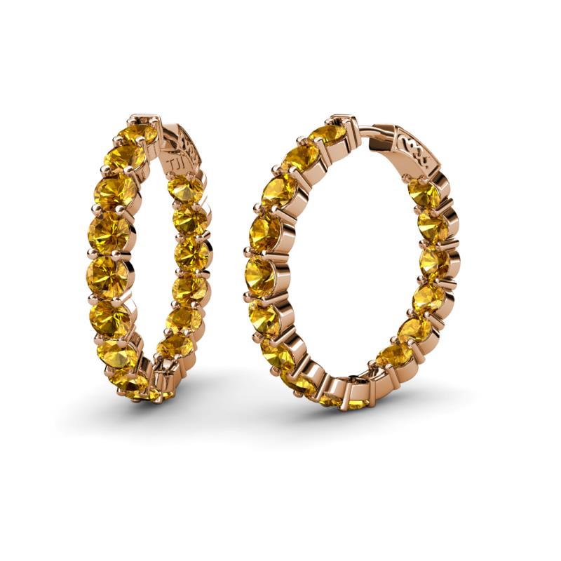 Carisa 11.55 ctw (4.50 mm) Inside Outside Round Citrine Eternity Hoop Earrings 