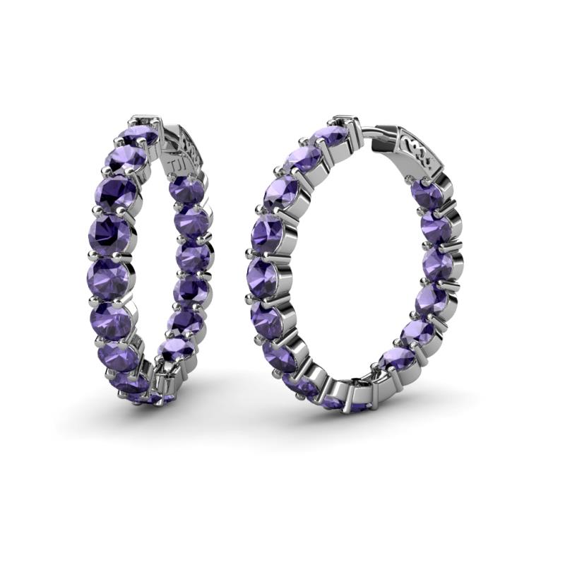 Carisa 11.55 ctw (4.50 mm) Inside Outside Round Iolite Eternity Hoop Earrings 
