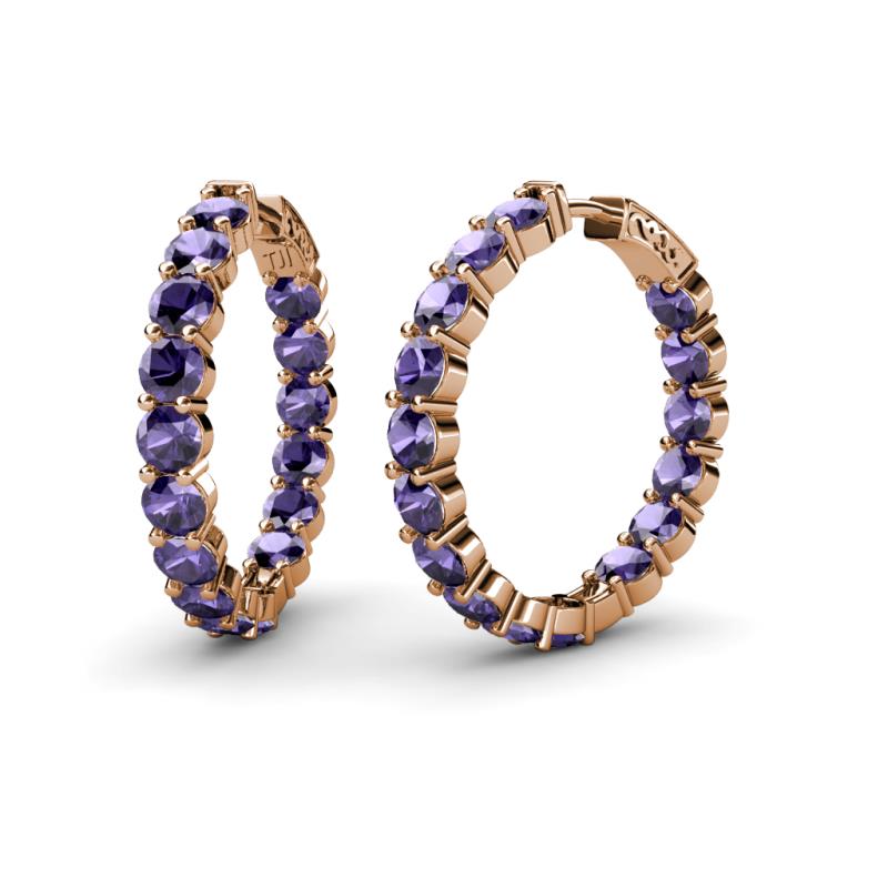 Carisa 11.55 ctw (4.50 mm) Inside Outside Round Iolite Eternity Hoop Earrings 