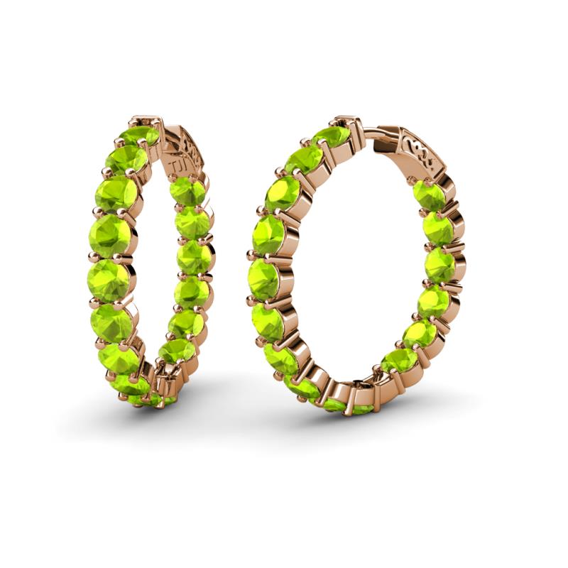 Carisa 12.77 ctw (4.50 mm) Inside Outside Round Peridot Eternity Hoop Earrings 