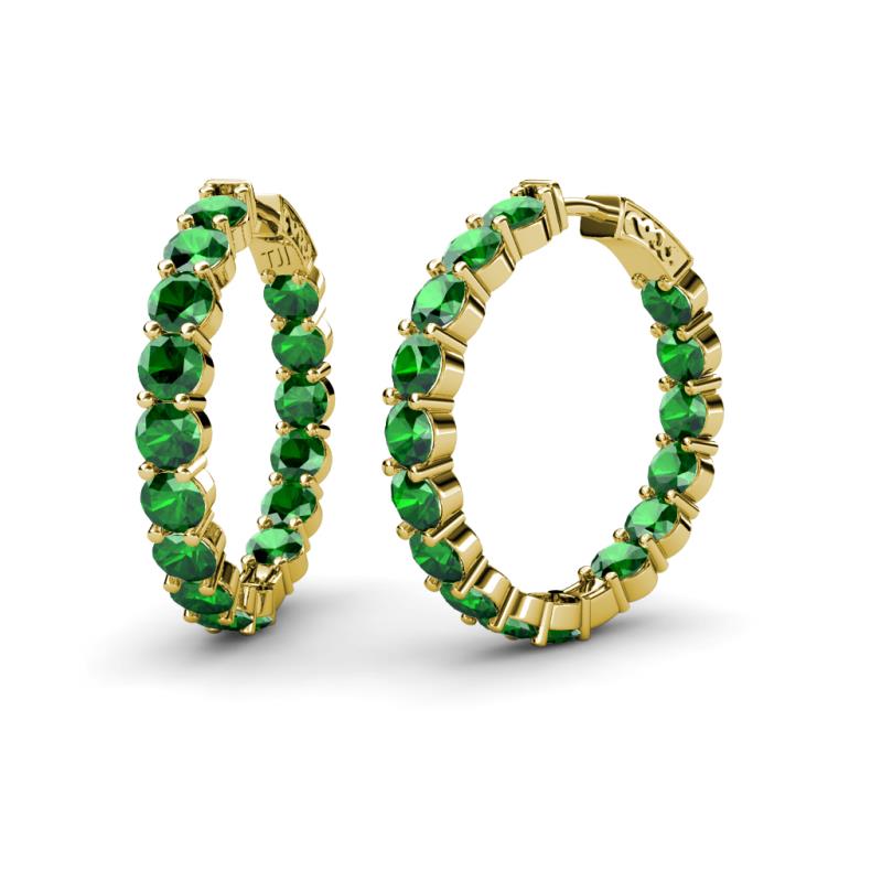 Carisa 10.56 ctw (4.50 mm) Inside Outside Round Lab Created Emerald Eternity Hoop Earrings 