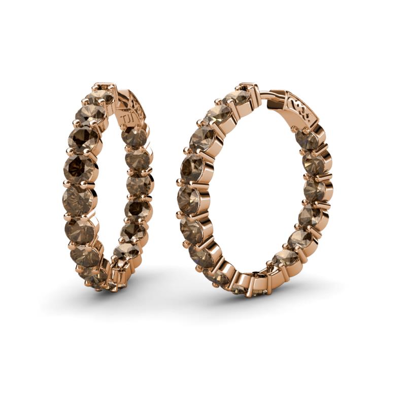 Carisa 10.64 ctw (4.50 mm) Inside Outside Round Smoky Quartz Eternity Hoop Earrings 