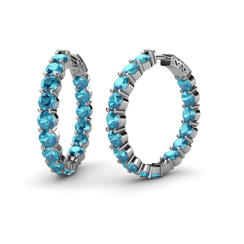 Carisa 12.16 ctw (4.50 mm) Inside Outside Round London Blue Topaz Eternity Hoop Earrings 