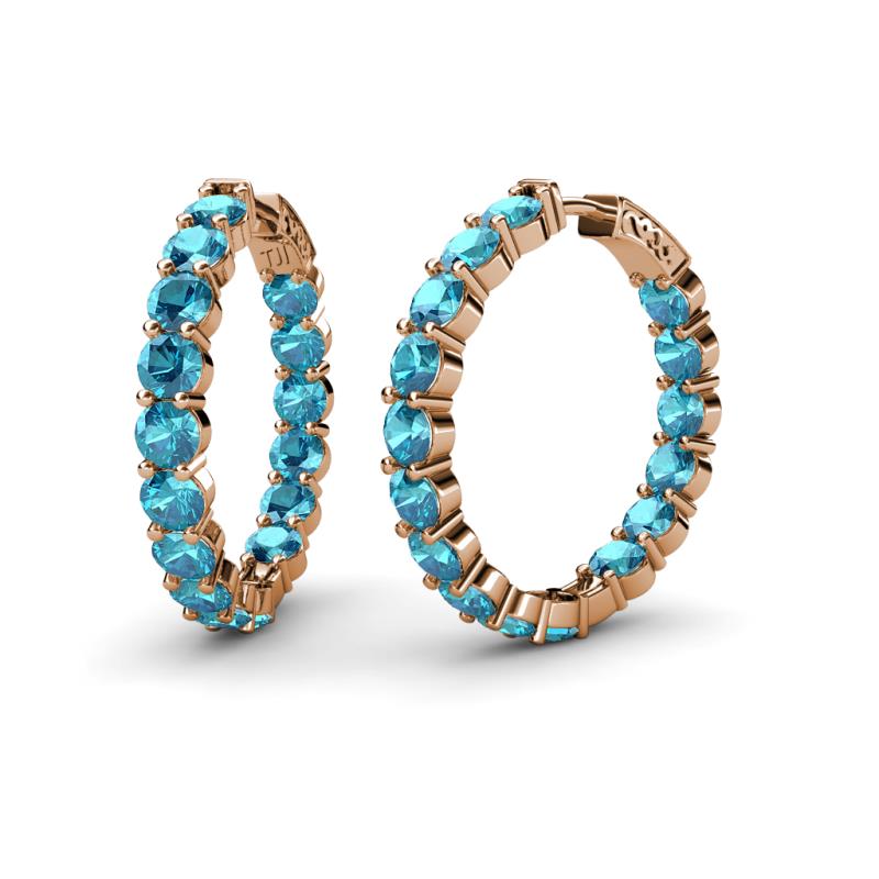 Carisa 12.16 ctw (4.50 mm) Inside Outside Round London Blue Topaz Eternity Hoop Earrings 