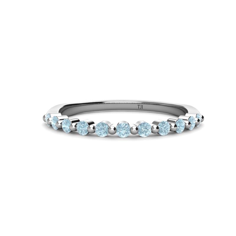 Venice 2.00 mm Round Aquamarine 11 Stone Wedding Band 