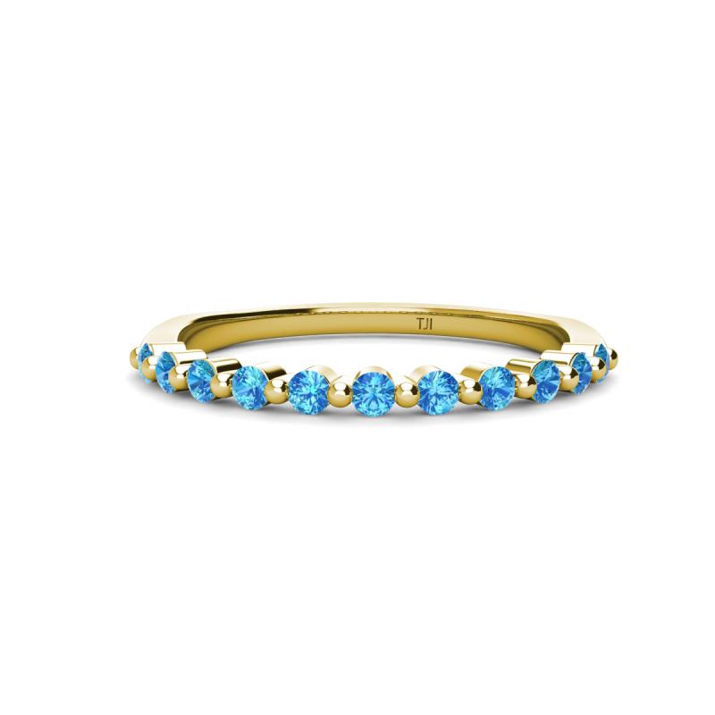 Venice 2.00 mm Round Blue Topaz 11 Stone Wedding Band 