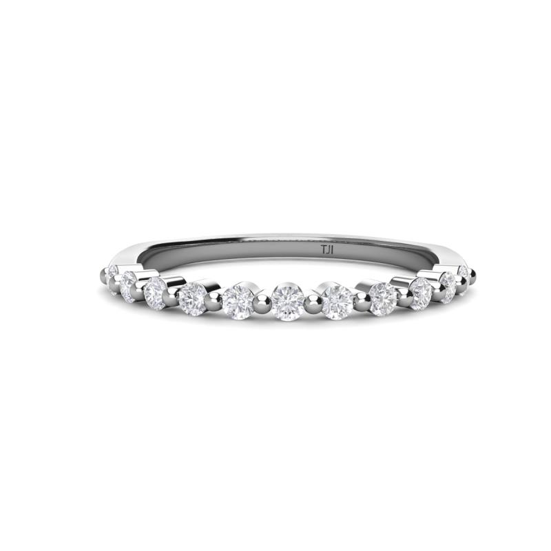 Venice 2.00 mm Round White Sapphire 11 Stone Wedding Band 
