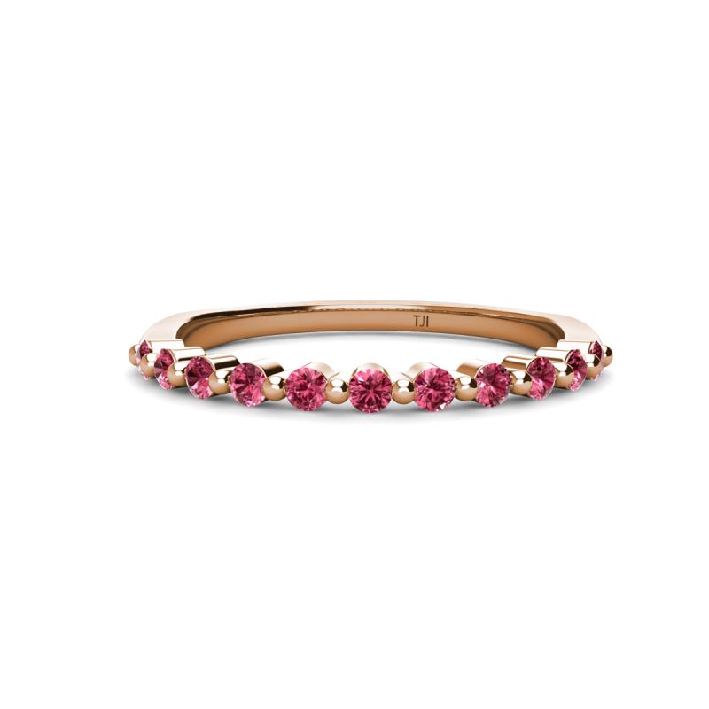 Venice 2.00 mm Round Pink Tourmaline 11 Stone Wedding Band 