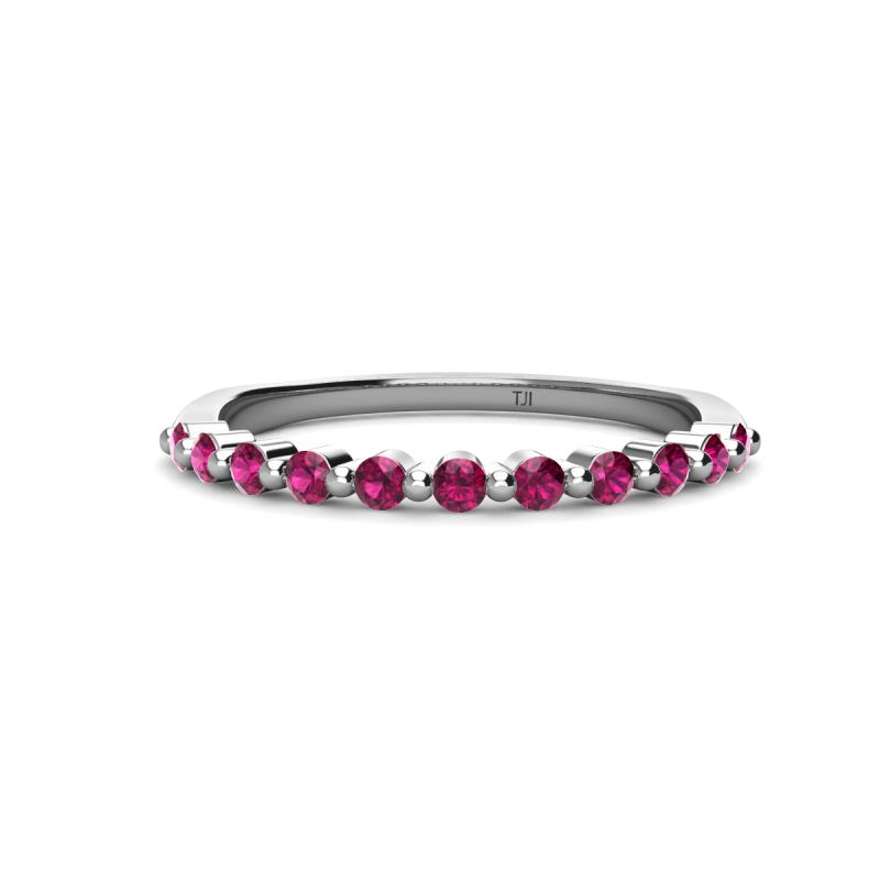 Venice 2.00 mm Round Rhodolite Garnet 11 Stone Wedding Band 