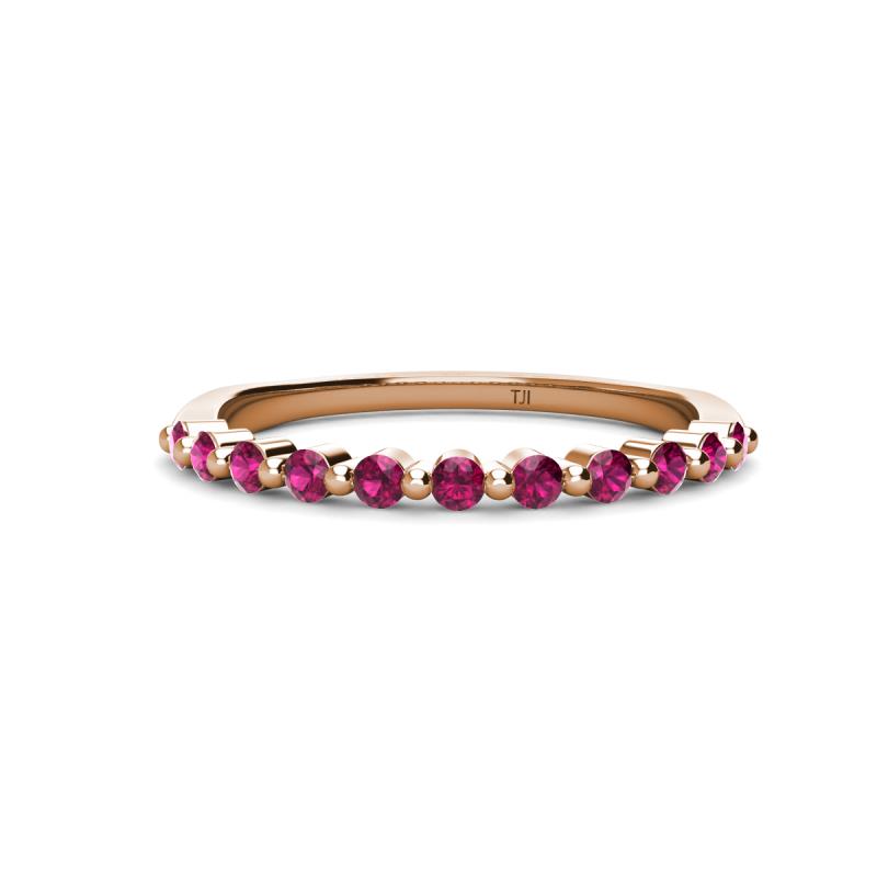 Venice 2.00 mm Round Rhodolite Garnet 11 Stone Wedding Band 