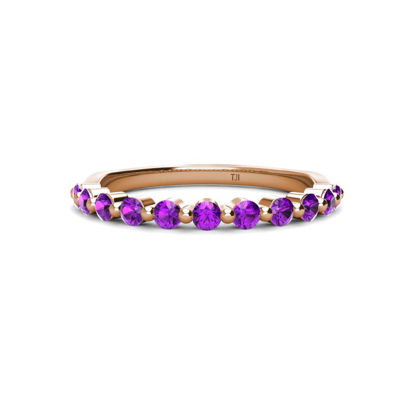 Venice 2.50 mm Round Amethyst 11 Stone Wedding Band 