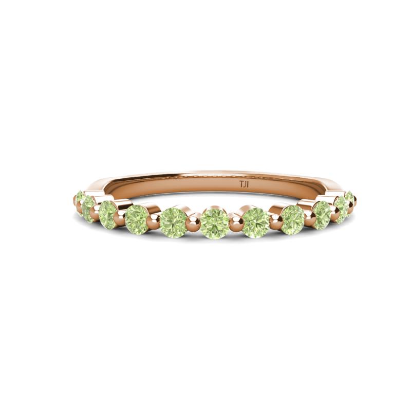 Venice 2.50 mm Round Peridot 11 Stone Wedding Band 