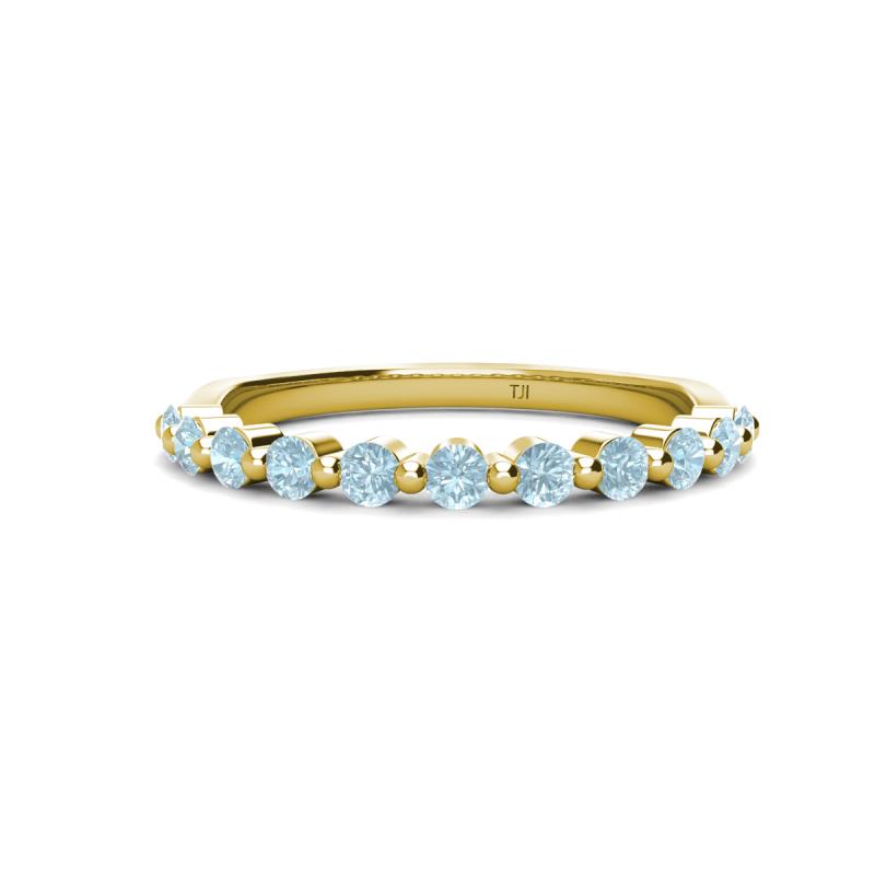 Venice 2.50 mm Round Aquamarine 11 Stone Wedding Band 