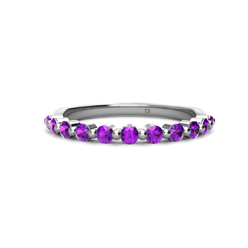 Venice 2.50 mm Round Amethyst 11 Stone Wedding Band 