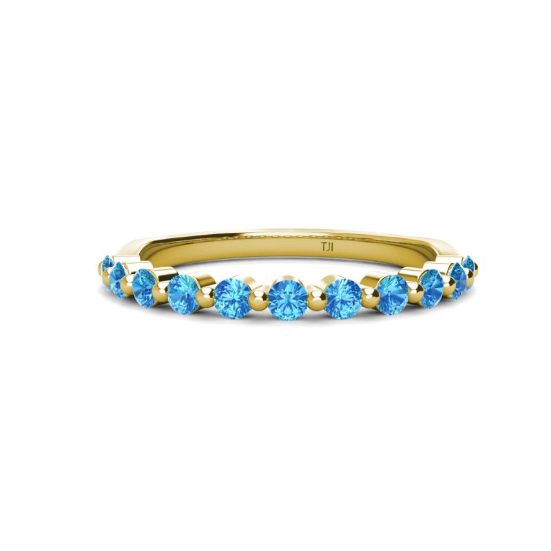 Venice 2.50 mm Round Blue Topaz 11 Stone Wedding Band 