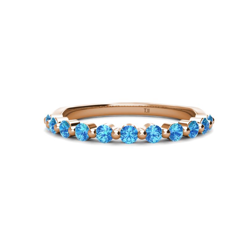 Venice 2.50 mm Round Blue Topaz 11 Stone Wedding Band 