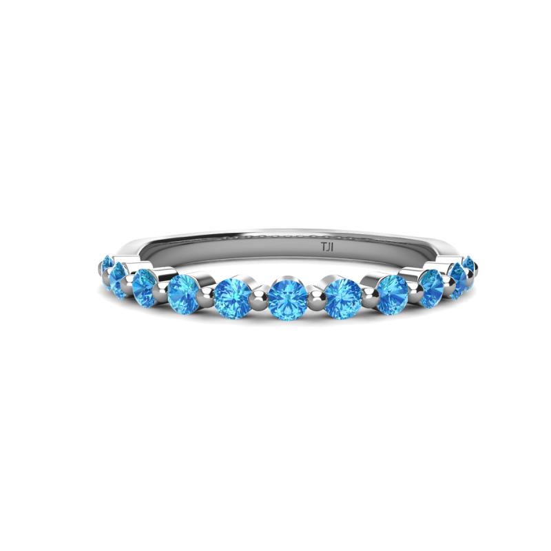 Venice 2.50 mm Round Blue Topaz 11 Stone Wedding Band 